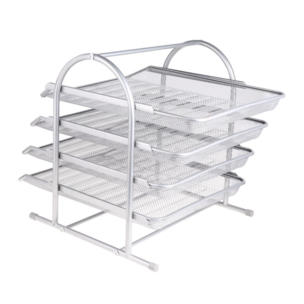 Housoutil 1Pc Silver Wire File Stand Rack Desktop Storage Organizer for Home Office for Documents Letters Folders Keeps Your Workspace Tidy and Efficient
