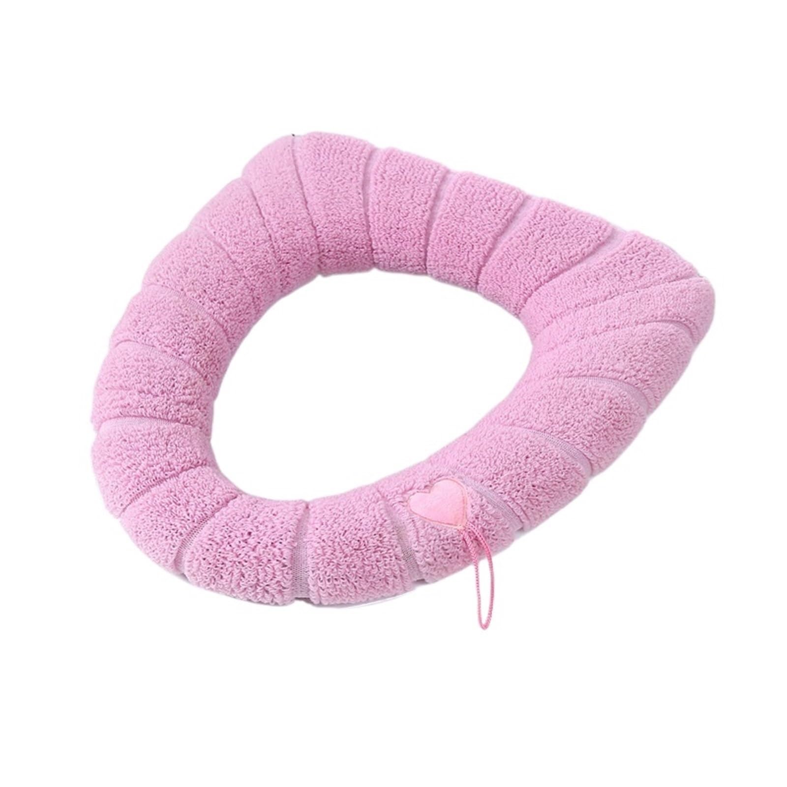 PADGCNOR Soft Toilet Seat Cushion Universal Bathroom Toilet Seat Cushion, Soft Pad, Closestool Lid, Warm Mat, Washable, Comfortable, Skin-Friendly, Winter(Pink With Handle)