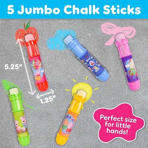 Peppa Pig 5 Pack Chalk Holders, Vibrant Sidewalk Chalk for Kids, Jumbo Chalk Holders, Adjustable Clip, Birthday Party Favor, Classroom Activities, Easter Basket Stuffer, Chalkboard Chalk for Toddlers - image 3