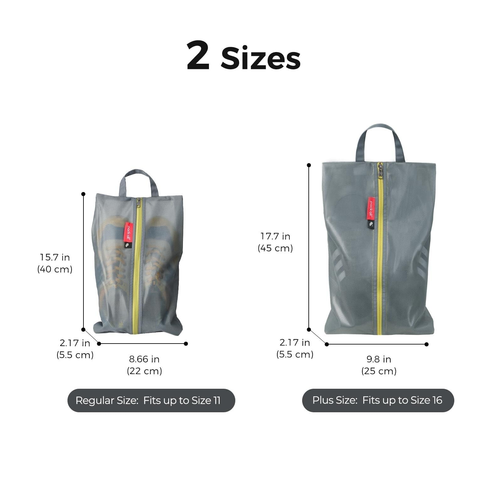 Bolsas de Zapatos for Viajes, Bolsa Malla Resistente al Agua con Cremallera, Organizador portátil for Hombres y Mujeres, 2 tamaños(Plus-Grey)
