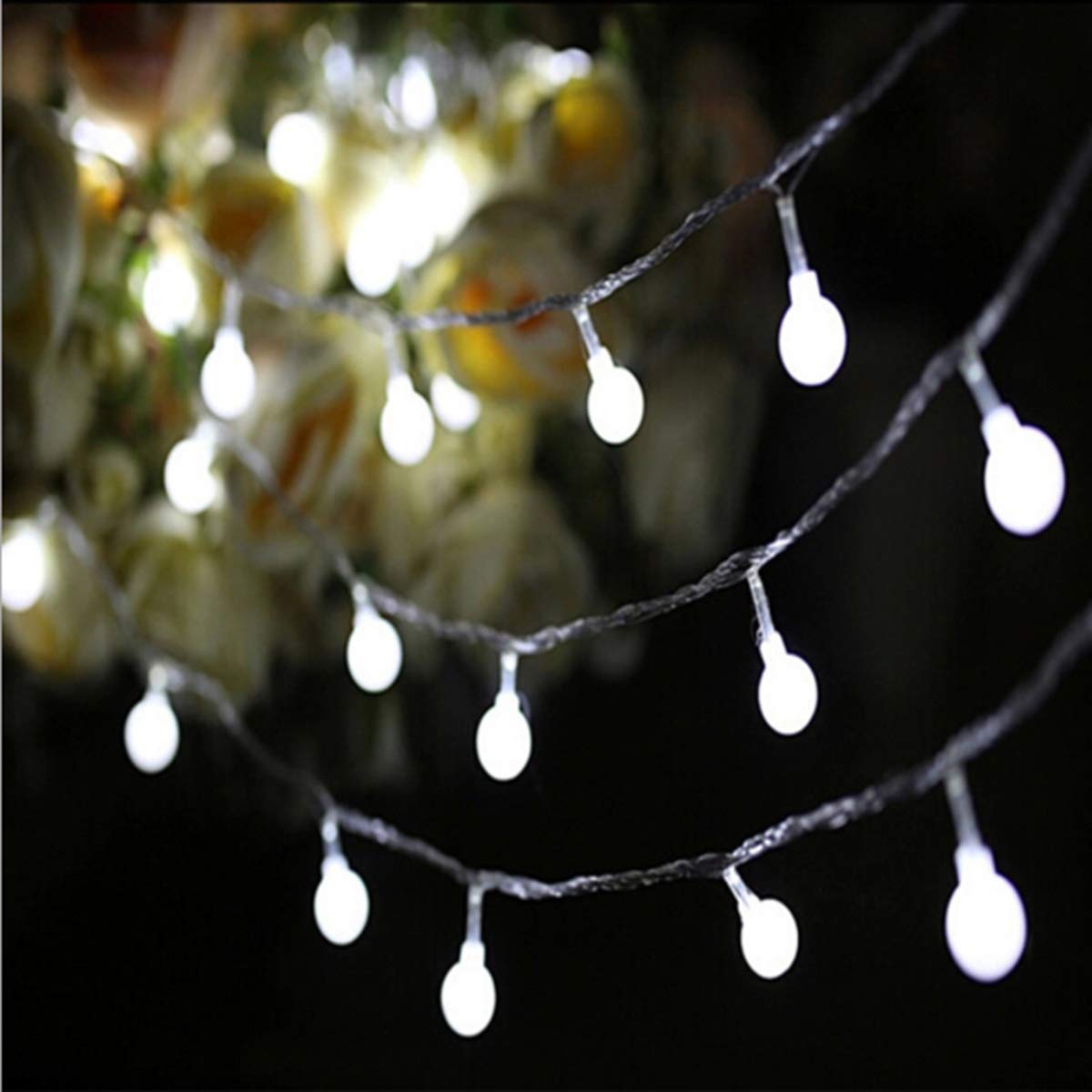 LED Lichterkette, 6 m, 10 m, 20 m, 30 m und 50 m, Kugeln, LED-Lichtstreifen, Stirnband, für Hochzeitsfeiern und Weihnachten (50 m, kaltweiß)