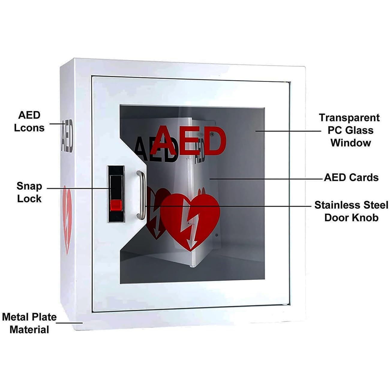Defibrillator-Schrank, Wandmontage, Industrie-Stil, wetterfest, Erste-Hilfe-Schrank für Büro, Pflegeheim, Bus