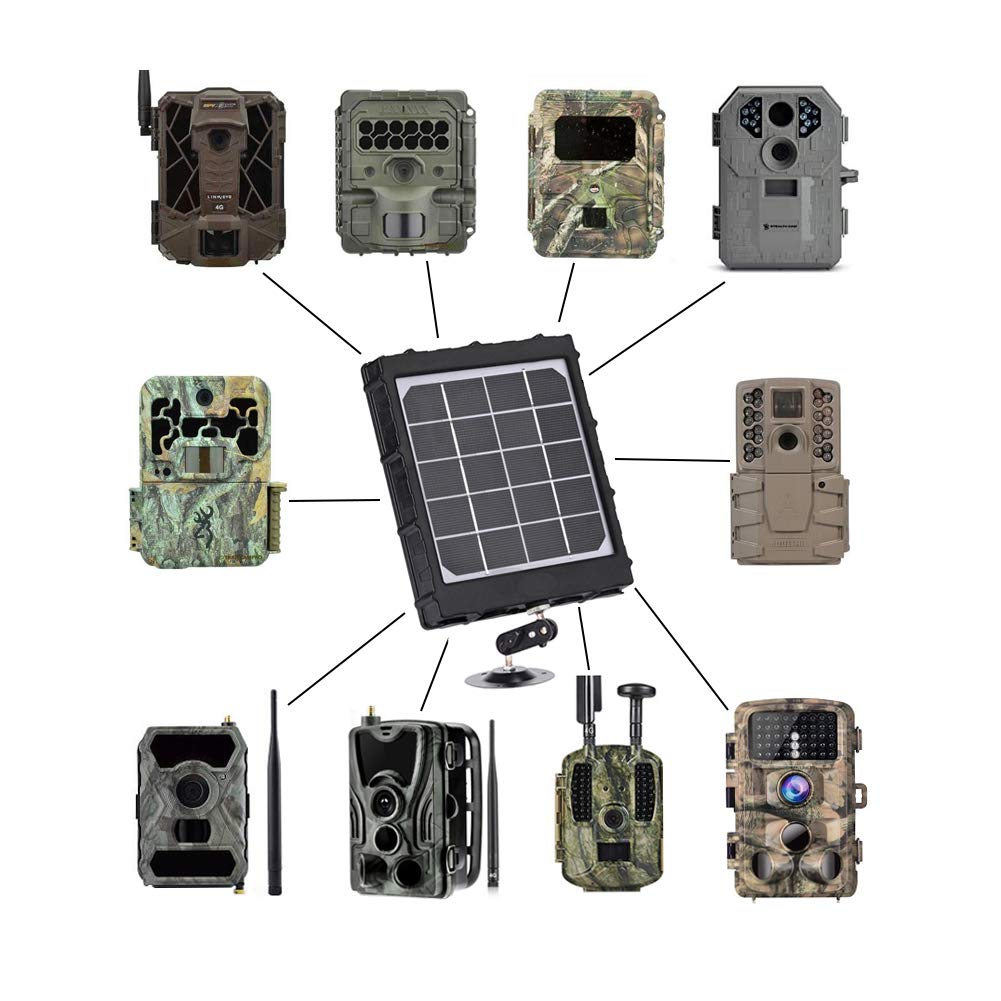 Panel Solar Recargable, 14W 8000mAh 12V/1.2A 9V/1.6A 6V/2.4A IP54 Cargador a Prueba de Agua con Cables para Todas Las cámaras 3G 4G Trail Hunting Game y luz LED de 12V WG-8000