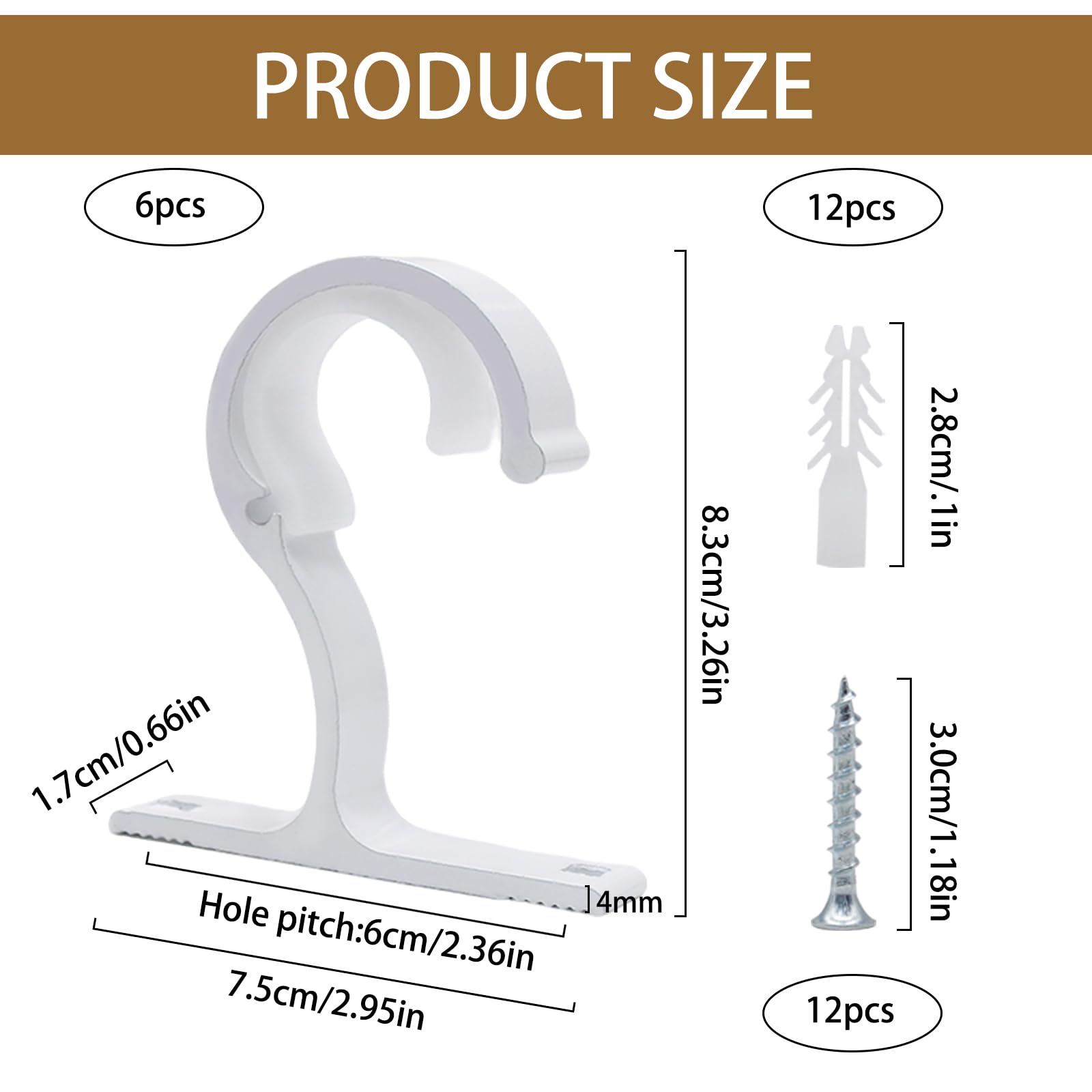 Supports de tringle à rideau de plafond en métal robuste de 25 mm en Supports de tringle à rideau de plafond en métal robuste de 25 mm en