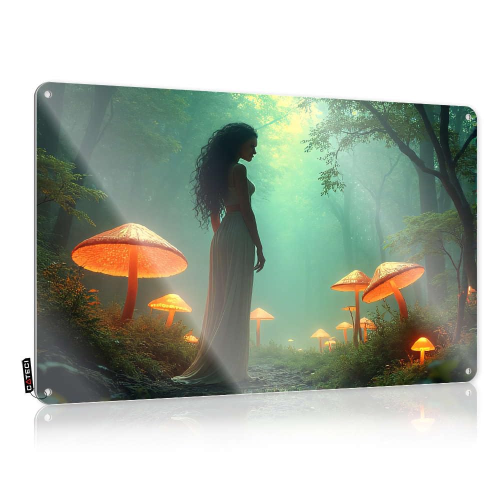 Fzfn Men's Colour A Woman In A Flowing Dress Stands Amidst Glowing Mushrooms In A Mystical Forest. Stuff Americana - Wall Art Nice Vintage Wall Art(30X40cm)