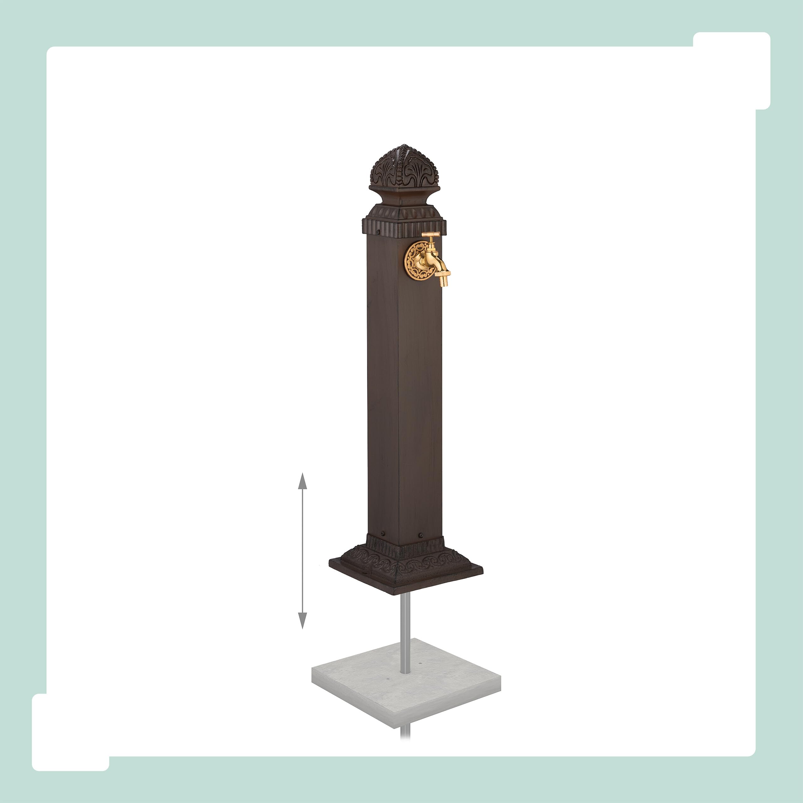 Relaxdays Fontaine extérieure pour Le Jardin ou la terrasse, Robinet, Design Antique, HxLxP 81 x 21 x 24,5 cm, Marron