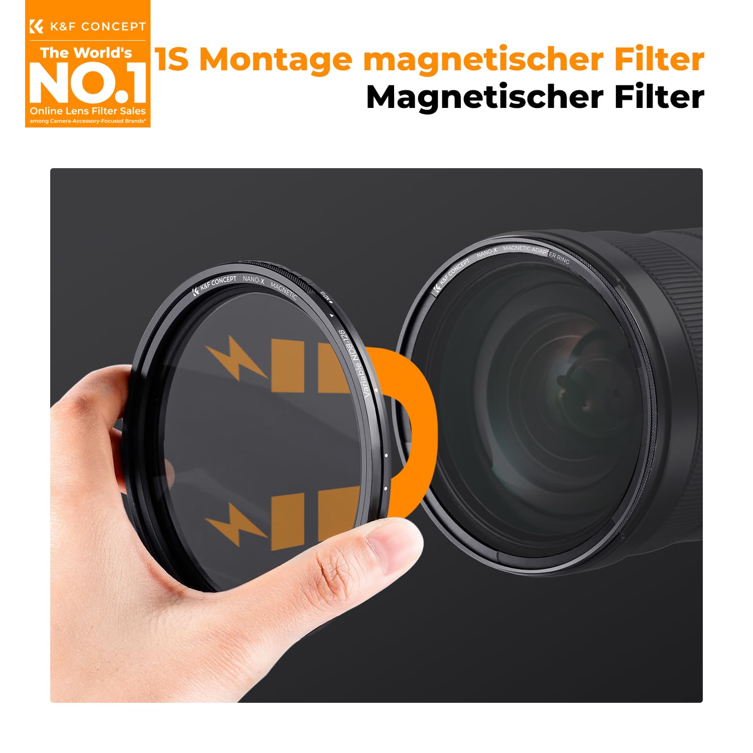 K&F CONCEPT ND Filter 67mm Magnetischer Variabler Graufilter ND8-128 (3-7 Stop) Neutral Graufilter mit Magnetischer Objektivadapter, Nano-Xcel