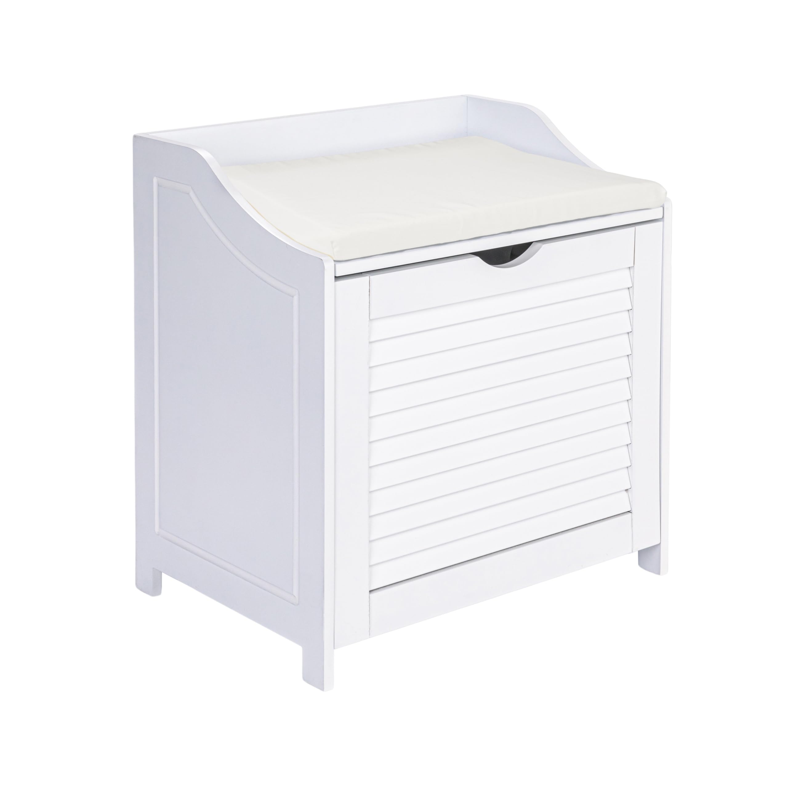 Single Load Hamper Cabinet Seat, White