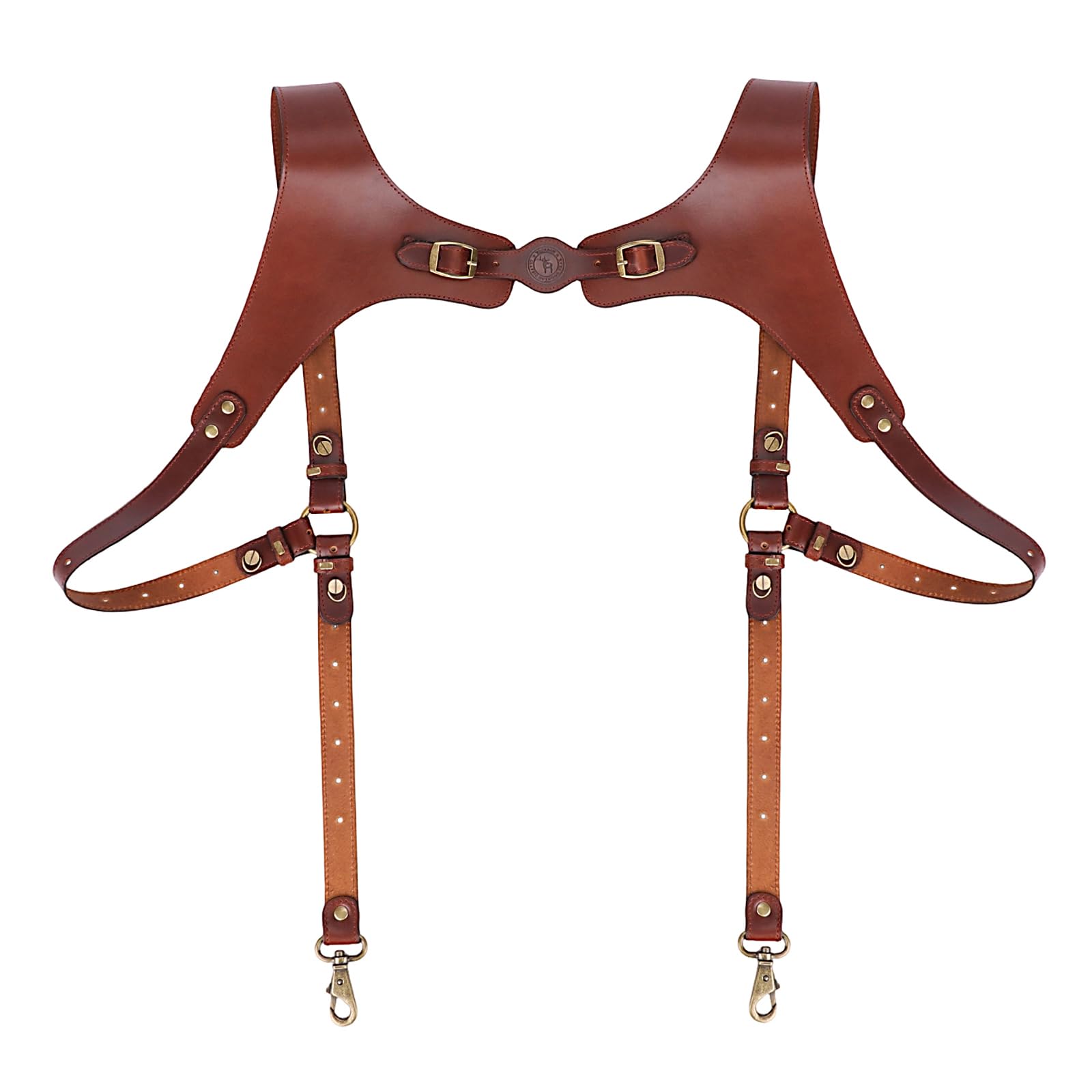 TOURBON Bretelles en cuir véritable avec vis Chicago Harnais de soutien dorsal réglable pour homme