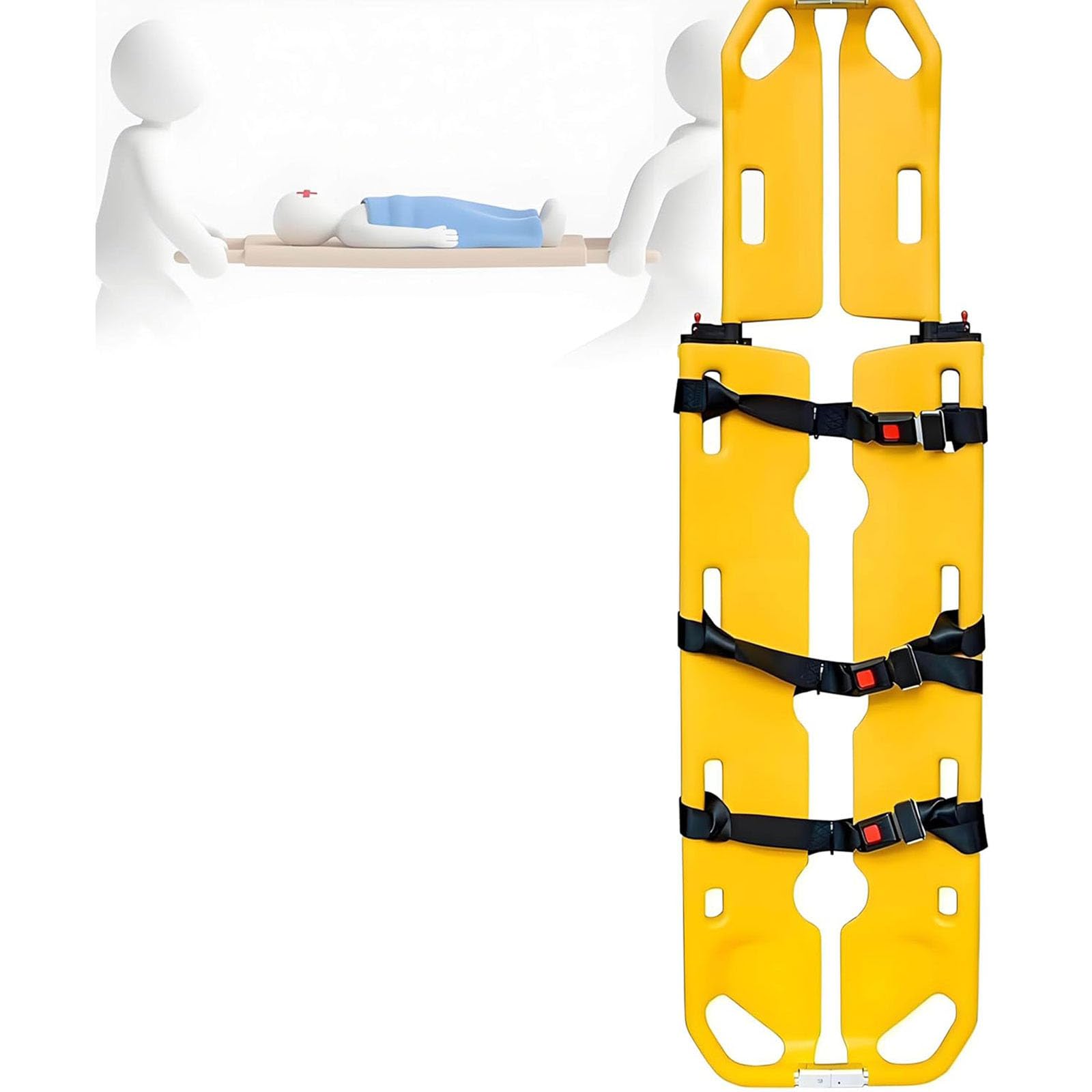 Camilla De Rescate, Camilla Médica para Rescate, Camilla Portátil Plegable De Cuchara, Longitud Ajustable 160-210 Cm, Evacuación Eficiente En Emergencias con HeadImmobilizer