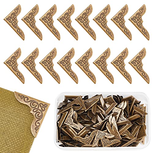 PH PandaHall Vintage Book Corner Protectors 150pcs Iron Decorative Triangle Guard Edge Cover Pad for Paperback Book Desk Jewelry Case Box Book Scrapbooking Albums Menus Notebooks, Antique Bronze
