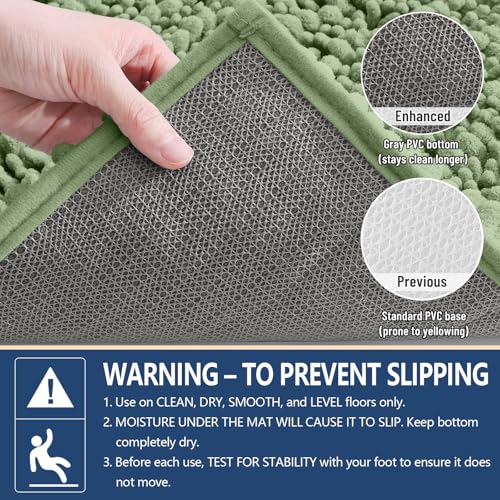 Image of Arotive Luxury Large Bathroom Rugs 47x32, Extra Soft Thick Absorbent Shaggy Chenille Bath Rugs, Machine Wash Dry, Bath Mats for Bathroom Floor, Tub and Shower, Home Decor Accessories, Sage Green