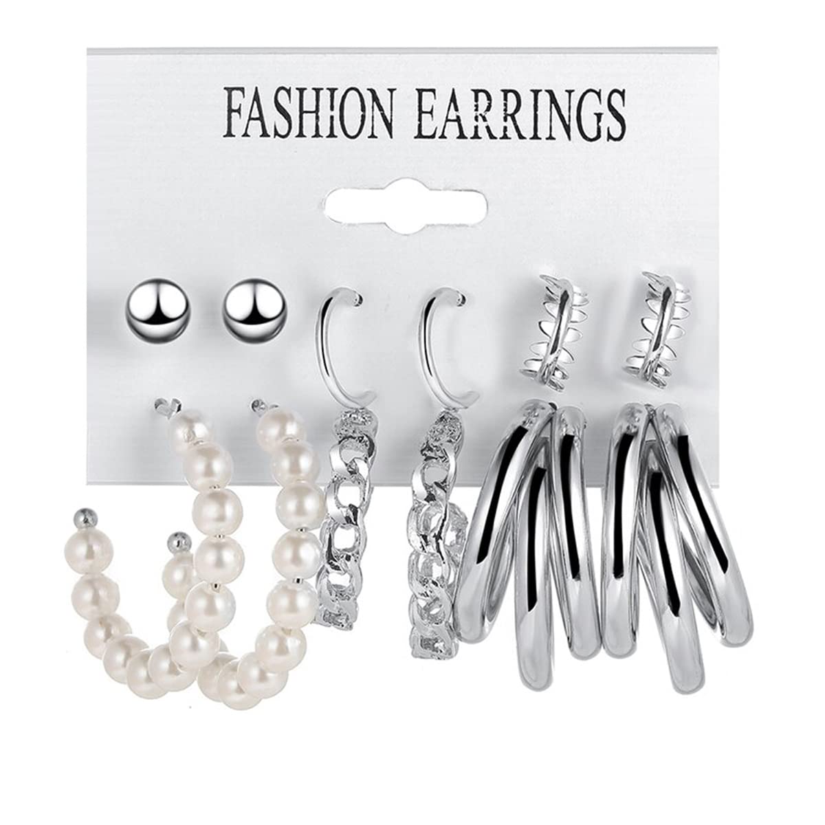 Layered Necklace & Studs/Hoop Earrings Set