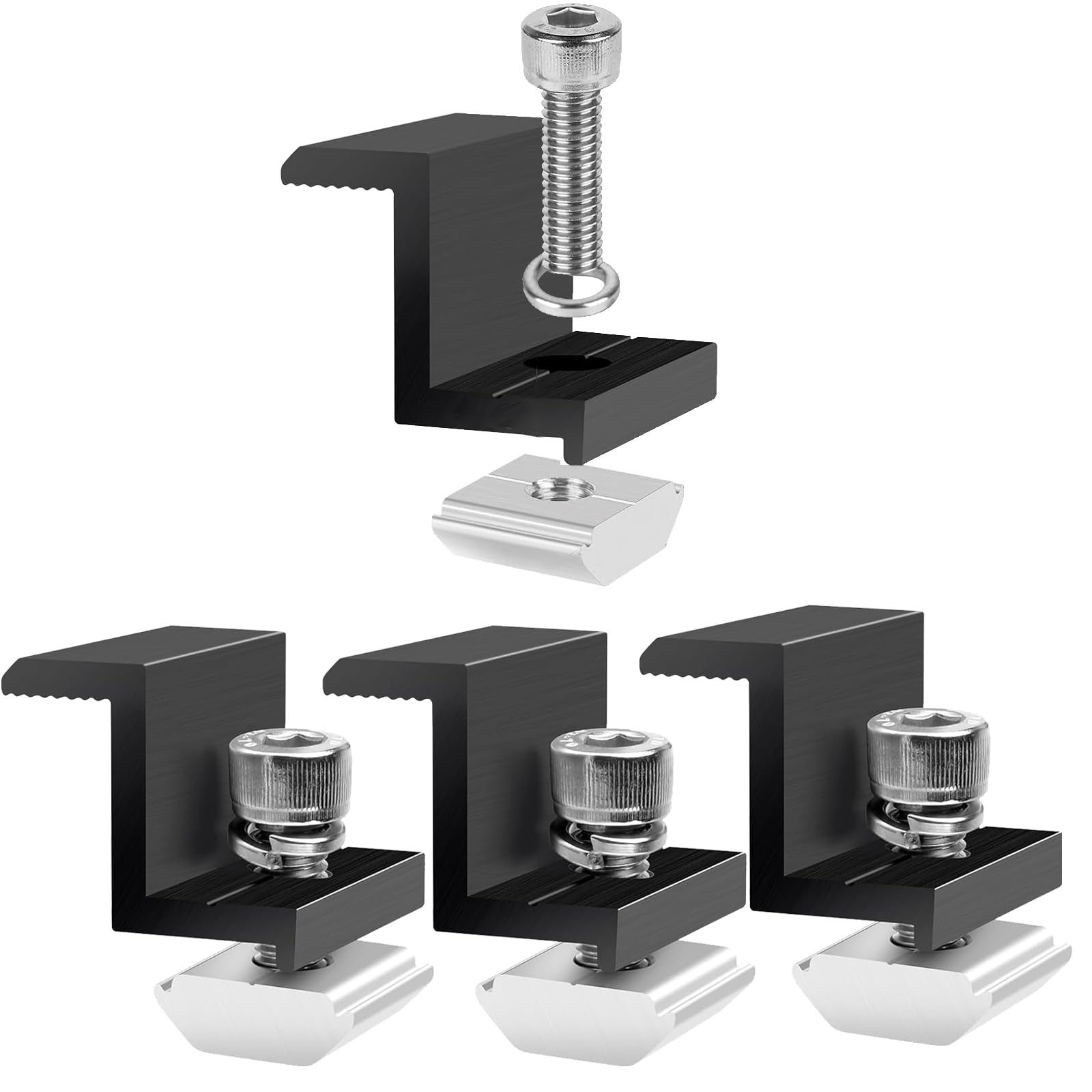 4 Pcs Solar Module Brackets, Solar Panel Z Brackets, Solar Panel End Clamp, Aluminum Rail End Clamps for Solar Panel Pv Mounting System for Motorhomes, Boats, Roofs, Walls,with 4 Screws