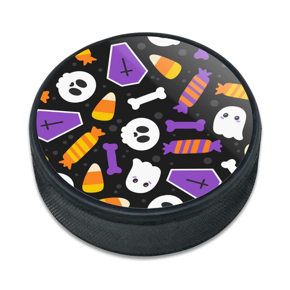 GRAPHICS & MORE Cute Halloween Candy Ghost Skull Pattern Ice Hockey Puck