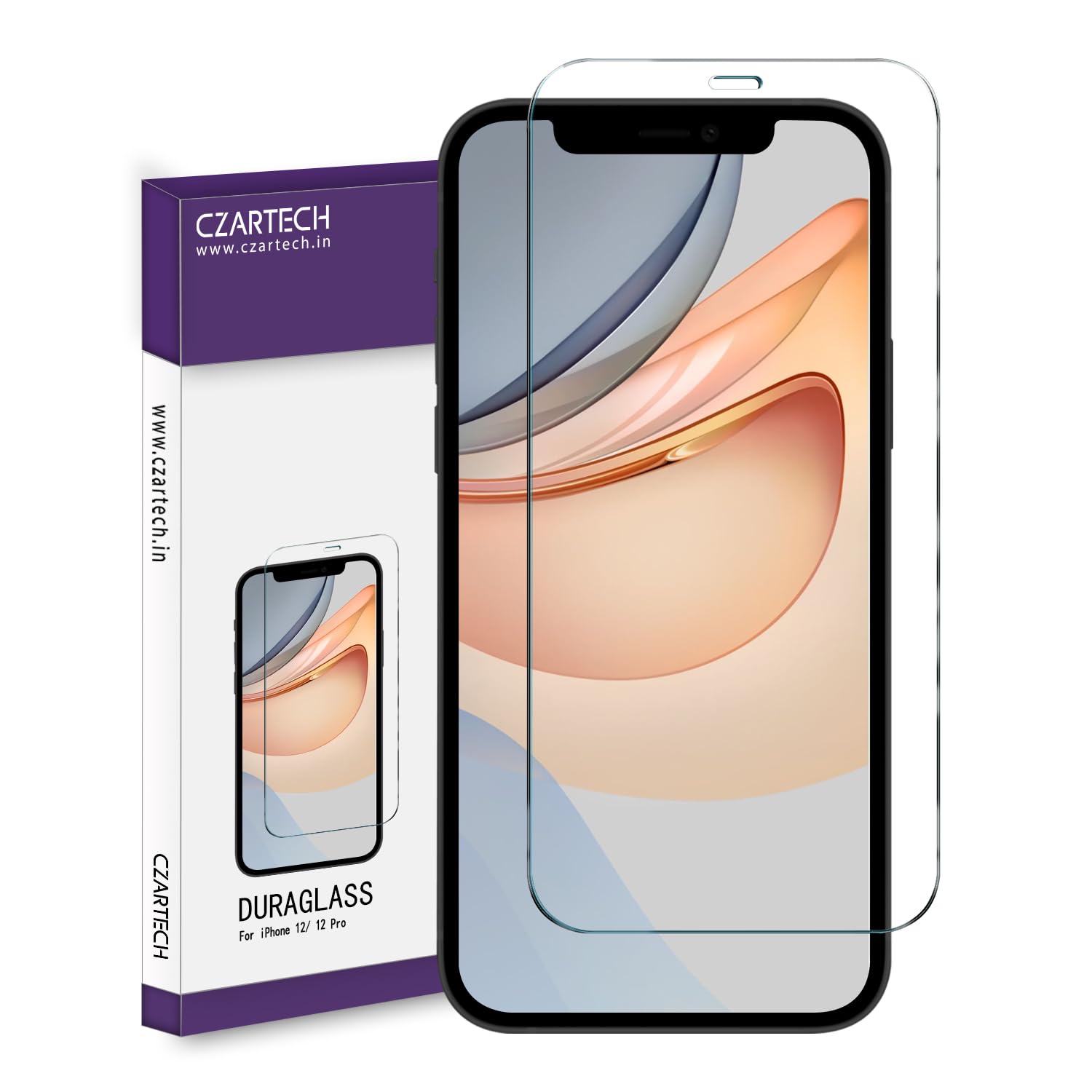 CZARTECH Military-Grade Tempered Glass Screen Guard Protector For iPhone 12 | iPhone 12 Pro with Easy Cleaning Kit