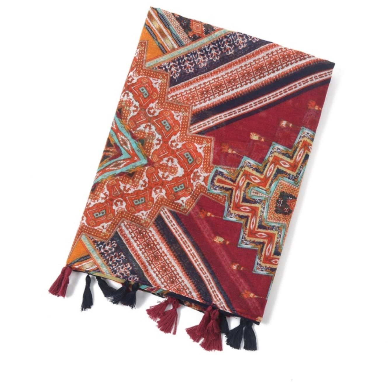 Bufanda Chal Bufanda Boho Para Mujer Bufanda Ligera Con Estampado Floral Otoño Invierno Mantón Con Flecos Suave y Cálida