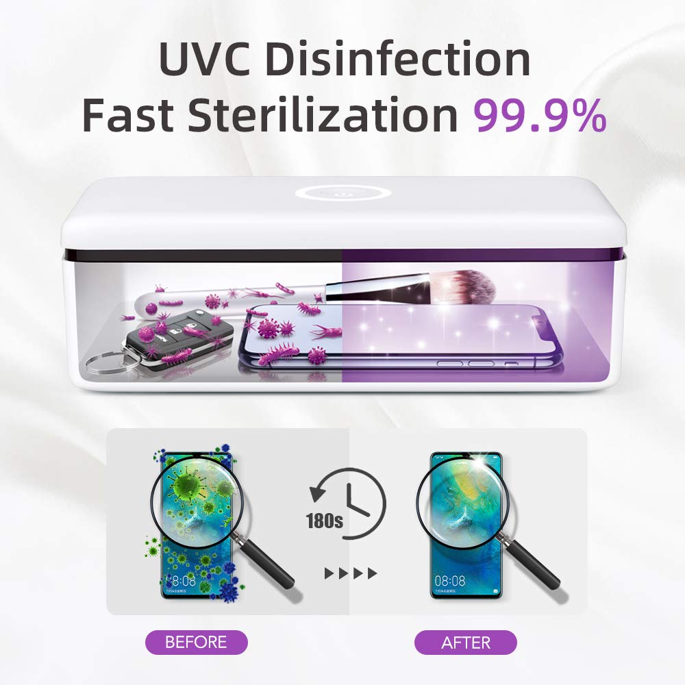 59S UV Stérilisateur LED Box avec 8 perles Lampe de Stérilisation Rapide 99,9%, Adaptée aux Téléphones Portables, à l'esthétique, aux Outils de Beauté et aux Soins Personnels