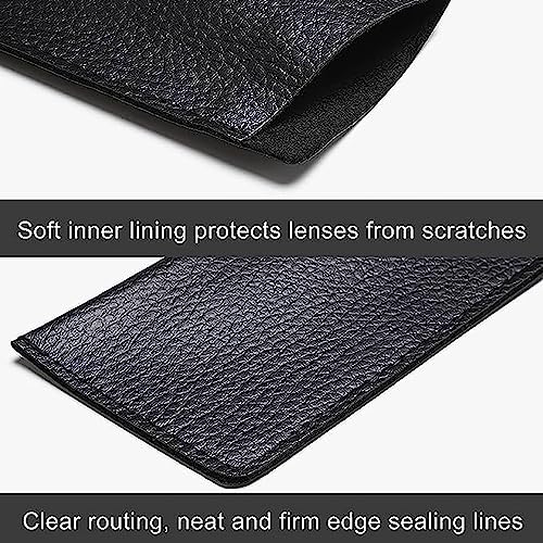 WSLSNZQ Brillenetui Weich,6 Stück Schwarz PU Leder Weiches Brillenetui Schutzhülle Tragbar Sonnenbrillen Etui Quetschoberteil Brillentasche für Männer Frauen Kinder (Schwarz)