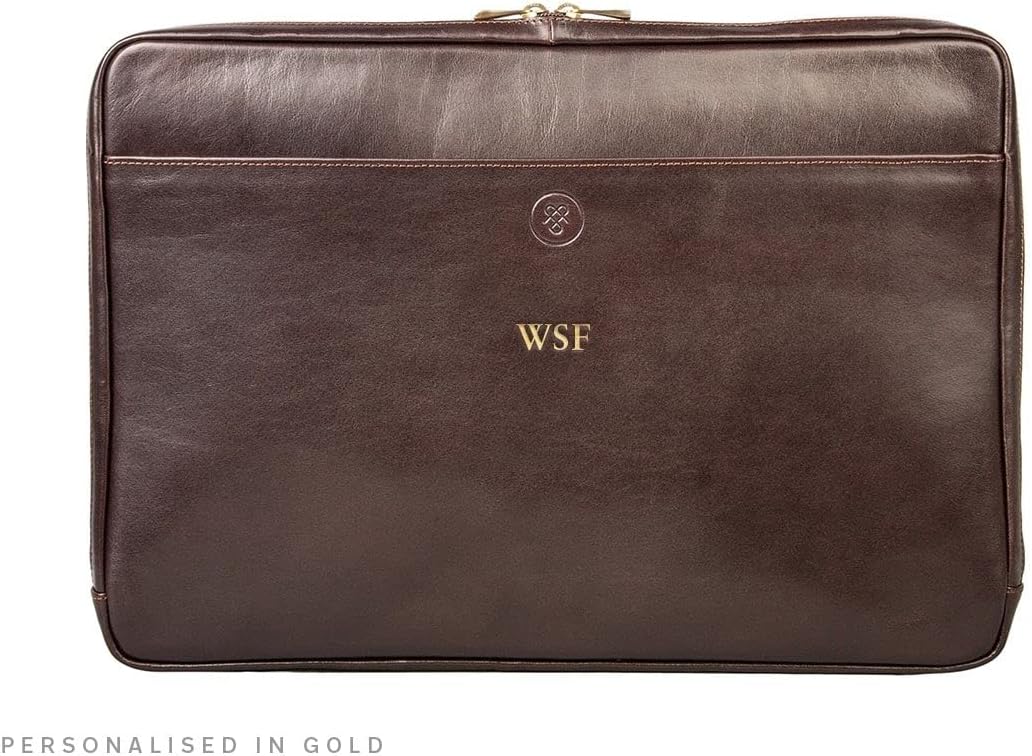 Maxwell Scott - Luxury Leather 17" Laptop Computer Sleeve Cover - Handmade from Italian Full Grain Hides - The Davoli