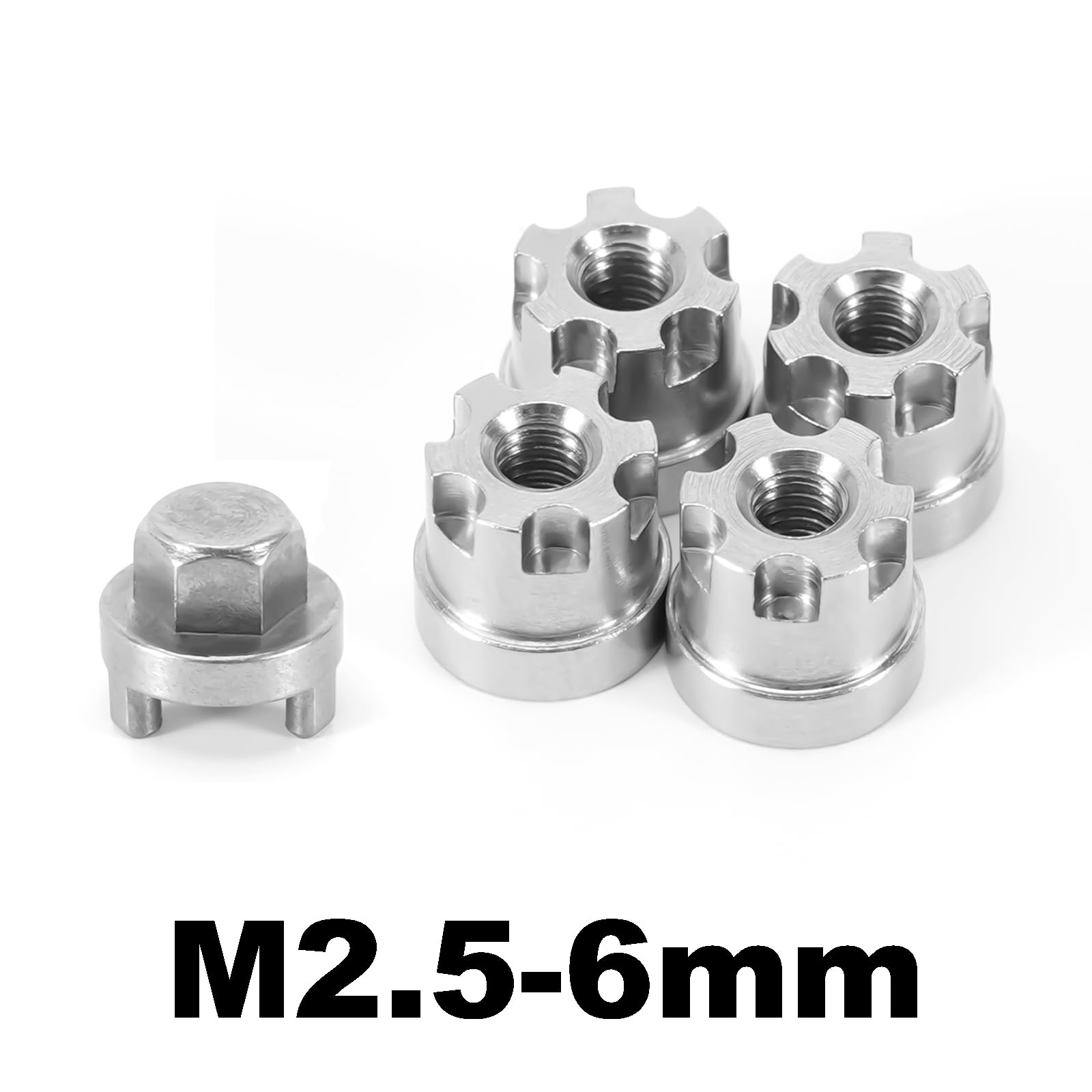INJORA M2.5 Wheel Nuts 6mm Stainless Steel for 1/18 RC Crawler TRX4M Upgrade, 4PCS
