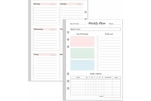 Undated Colorful Weekly Planner Inserts for A5 Binders