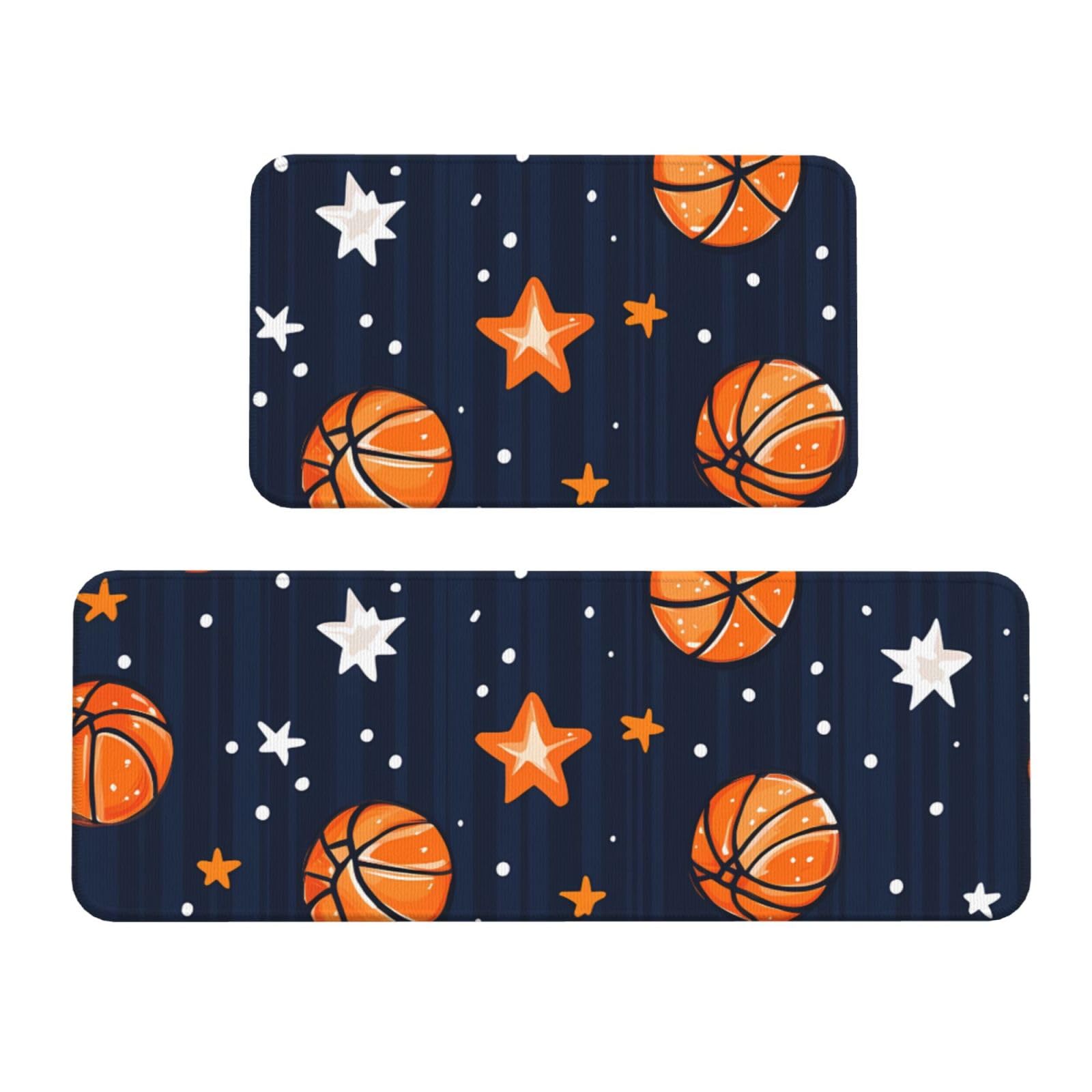 Alfombras de cocina acolchadas y antideslizantes de baloncesto, juego de 2 piezas para el hogar