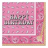 Creative Converting 317380 16 Count Paper Lunch Napkins, Happy Birthday, Pink Bandana Cowgirl