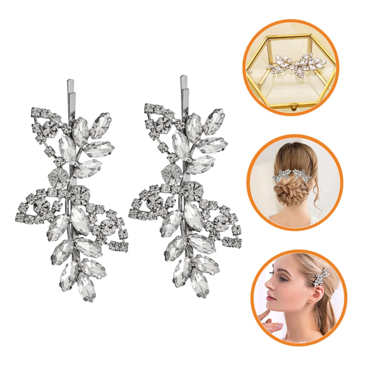 Healeved 4stücke Strass-haarspangen Im Blattdesign Für Damen Haarschmuck-accessoires Für Vielseitige Frisuren Und Anlässe