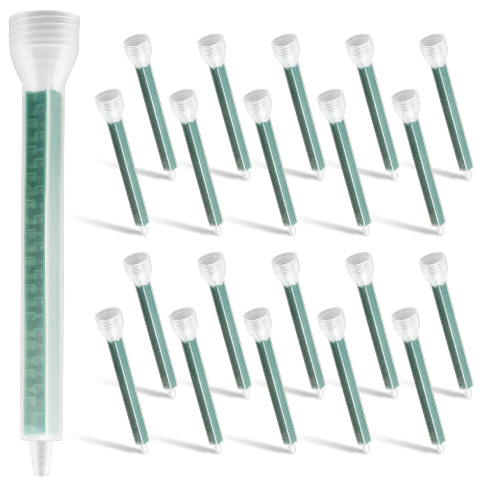 Photo 1 of 20 PCS Epoxy Mixing Nozzle, 1:1/1:2 Ratio Adhesive Static Mixing Nozzle Tip, Resin Mixer Gun Applicator Adhesive Cartridges Tip Mixer Nozzles 24 Element