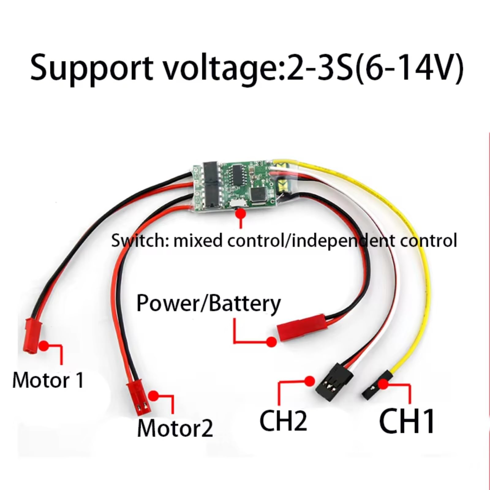 Regolatore velocità Rc per 130 180 Motore A Spazzole Ricambi RC Modello Barca/Carro Armato/Auto 1 PZ Dual Way Bidirezionale Spazzolato ESC 2s-3s Lipo 5a Controllo della velocità Riparazione