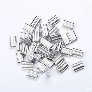 N/A RFaha 200pcs 1.5mm Wire Rope Aluminum Sleeve Aluminum Crimping Loop Sleeve Clips Wire Rope Sleeves Ferrule Crimping Loop Sleeve for Wire Rope and Cable (1/16 Inch)(R85-200) silver 2.0
