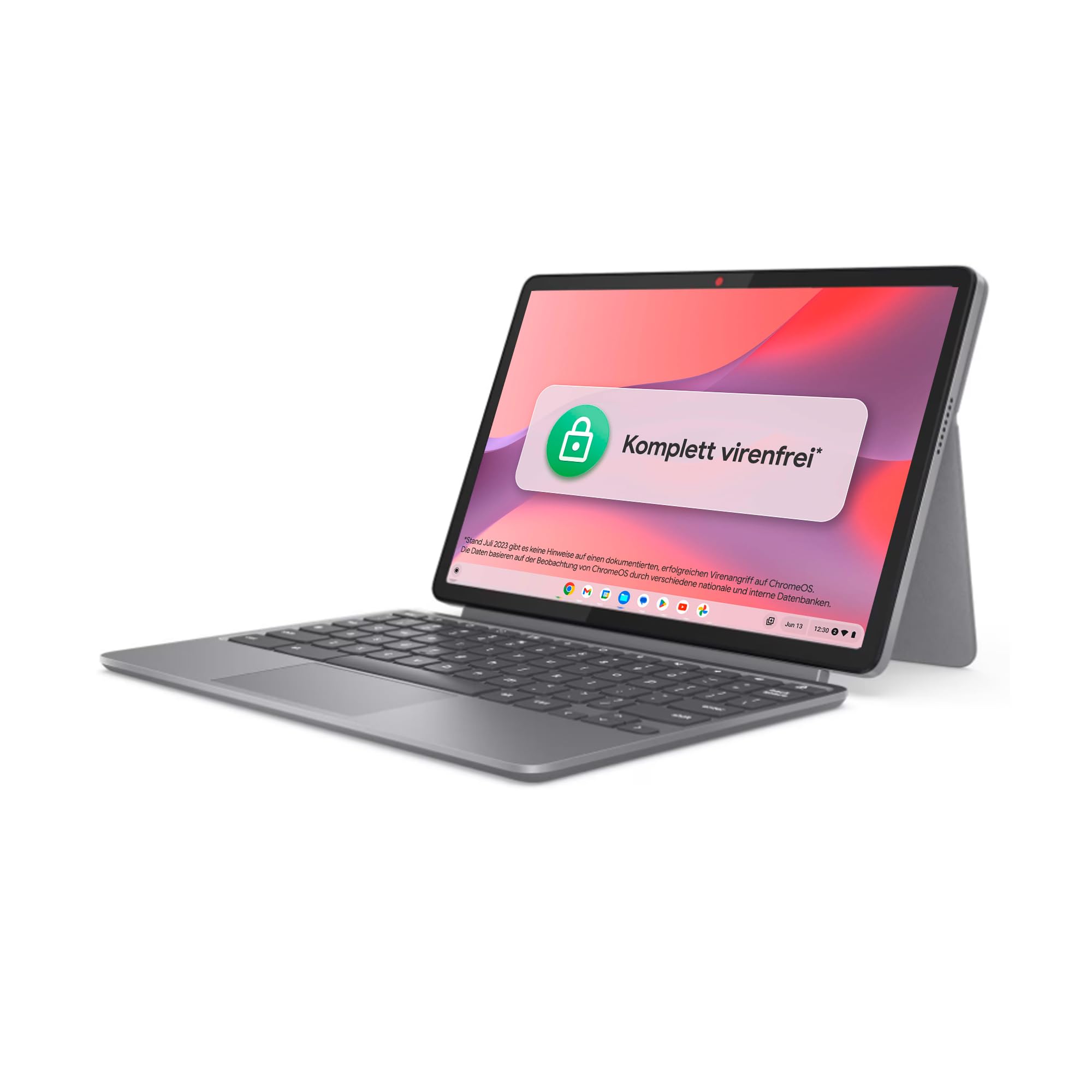 Lenovo Chromebook Duet | 10.95"WUXGA Touch-Display | MediaTek Kompanio 838 | 8GB RAM | 128GB SSD | Arm Mali-G57 GPU | ChromeOS | QWERTZ | grau | inkl. Folio-Ständer+Tastatur | Google Security Chip H1
