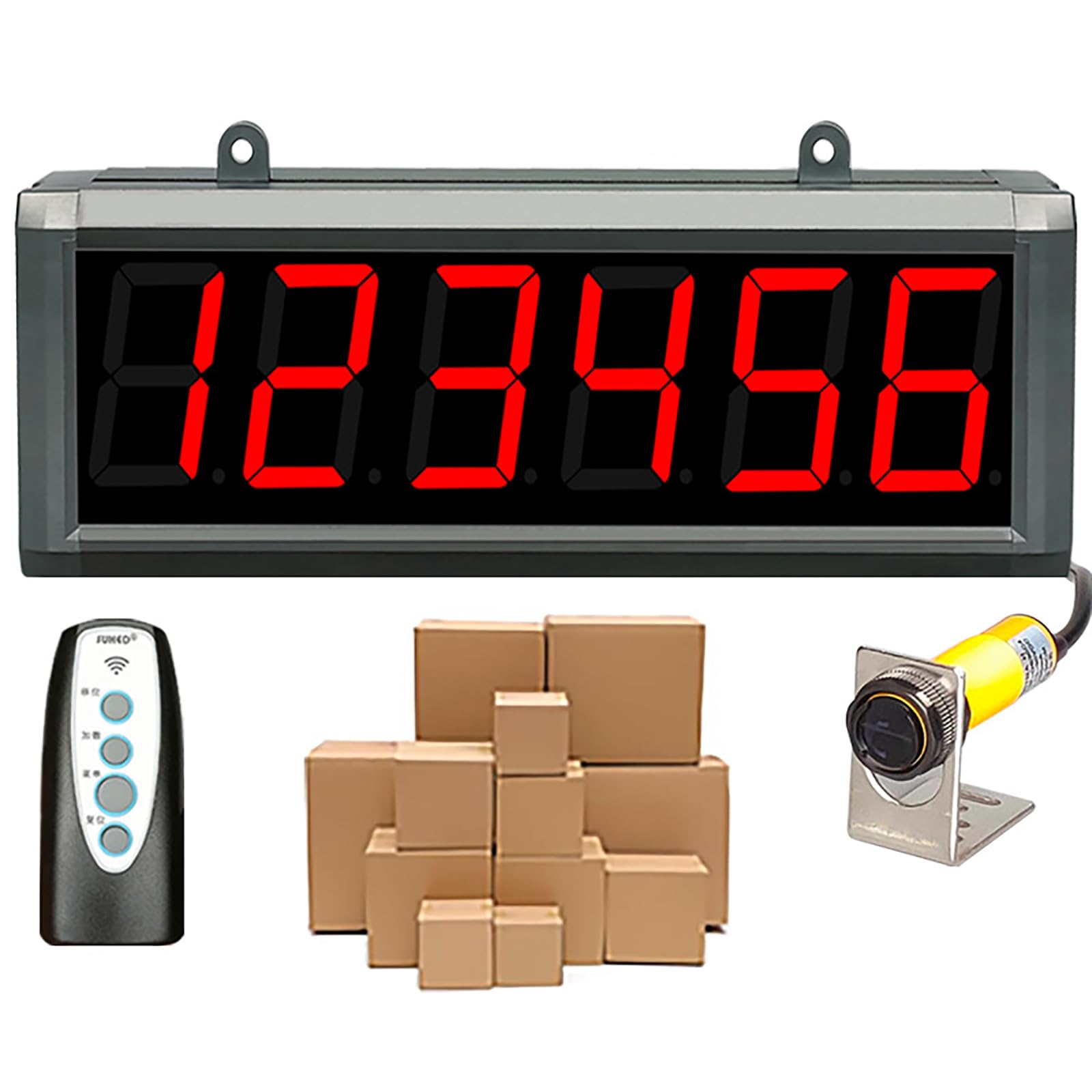 Compteur électronique numérique, totalisateur automatique avec détection de 30 m, affichage LED à 6 chiffres jusqu'à 999999, pour bandes transporteuses