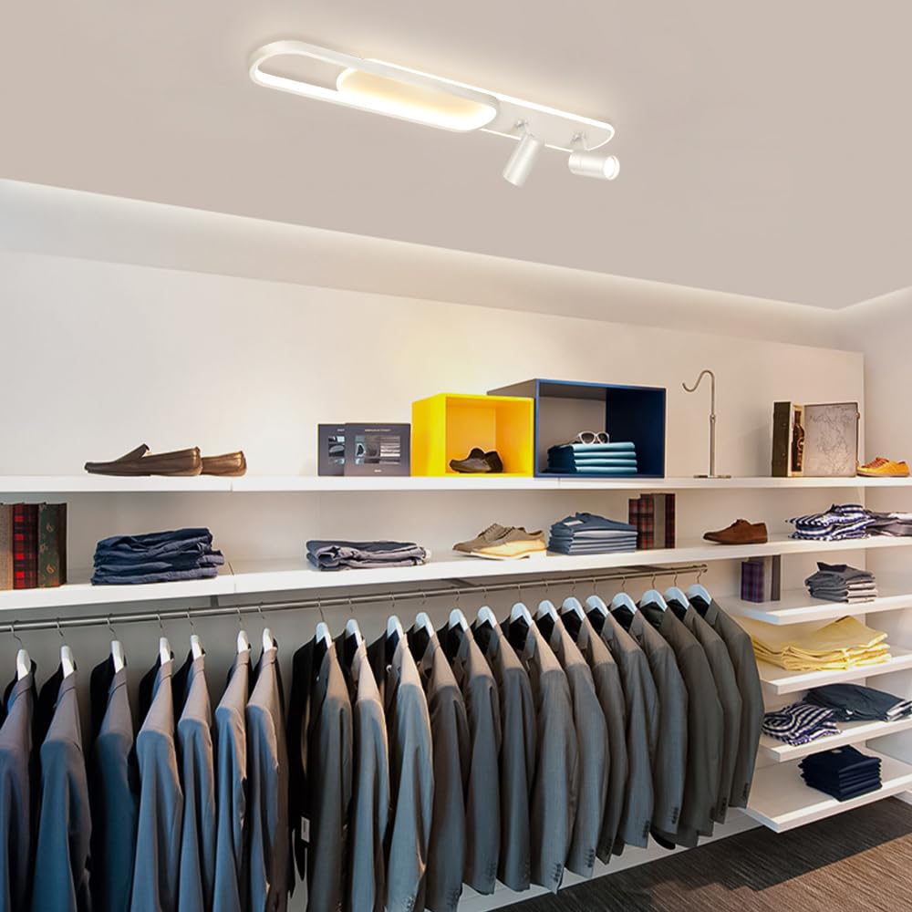 Nowoczesna Metalowa Sufitowa Liniowa, Ściemnialna Sufitowa Led Do Korytarza, Półpłaska, Regulowanatowa 355°, Montowana Blisko Sufitu/Biały/100 Cm