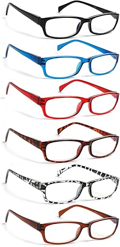 Henotin - Paquete de 5 lentes de lectura con filtro de luz azul, antifatiga visual, lentes de lectura para computadora para mujeres y hombres
