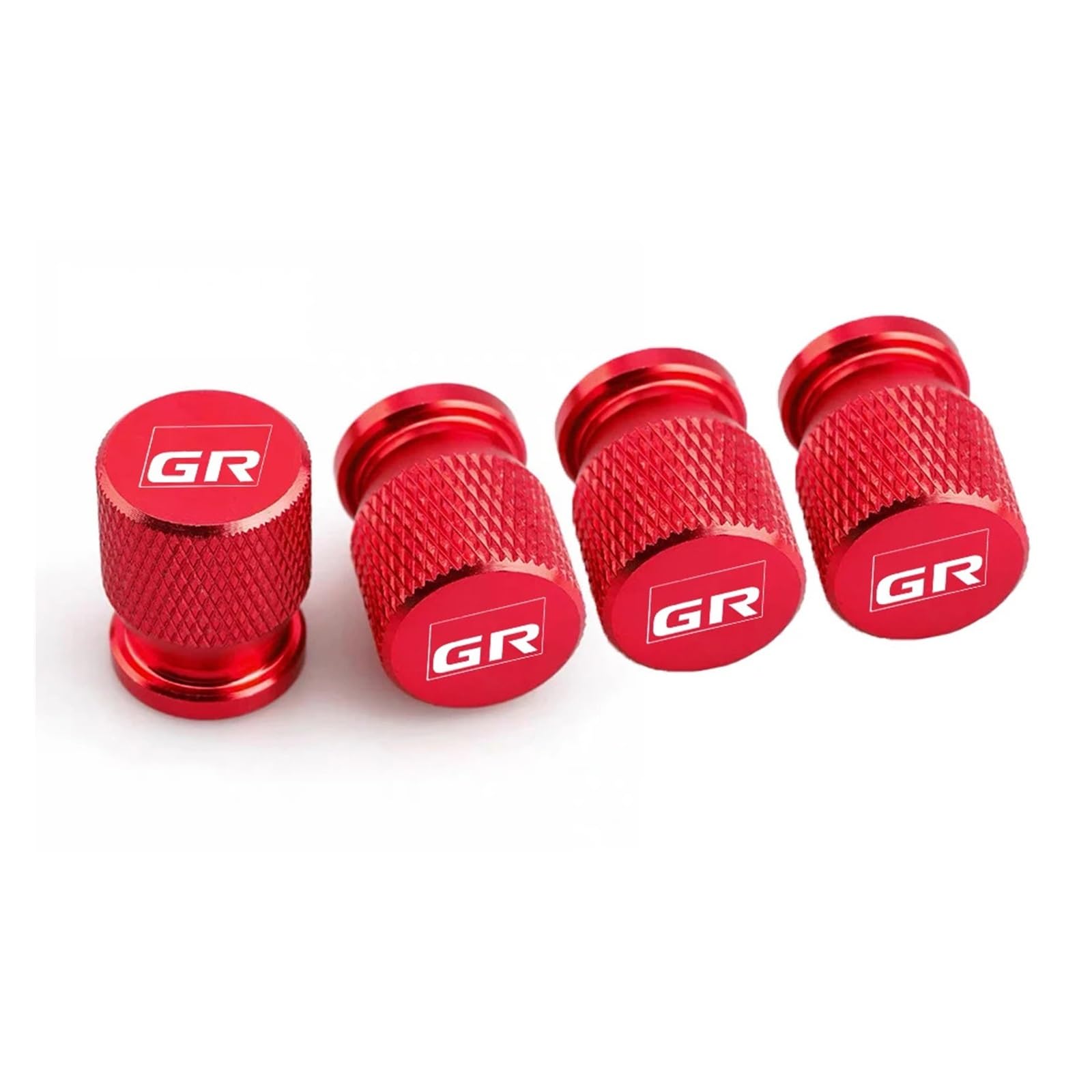 Autoreifen-Luftkappen-Abdeckung Für GR GAZOO Racing Auto-Styling-Zubehör, 4 Stück, Auto-Rad-Reifen-Ventilkappen, Reifen-Stielabdeckungen, Legierung, Airdust-Reifenkappe(Red)
