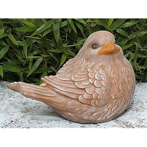 Tiefes Kunsthandwerk Steinfigur Vogel Terrakotta, Deko Figur Garten Stein Frostsicher Cover