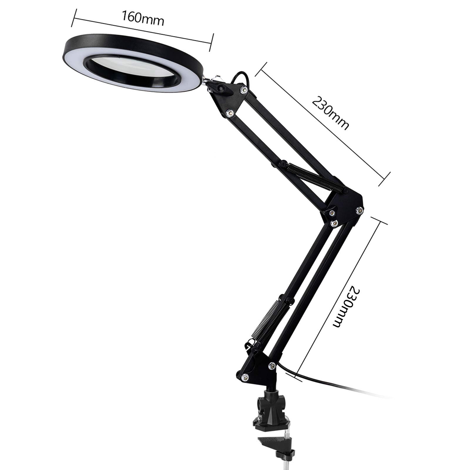 Lampe à LED Grossissante De Bureau 5X Avec Bras Pivotant à Pince Ou Lecture Avec Cache Anti