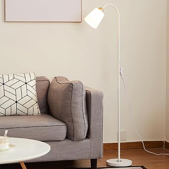 Modern Arc Floor Lamp Floor Light with Flexible Lamp Head PVC Standing Light E26 Dimmable Tall Fixtures for Living Room Bedroom Study Dining Room Reading Room