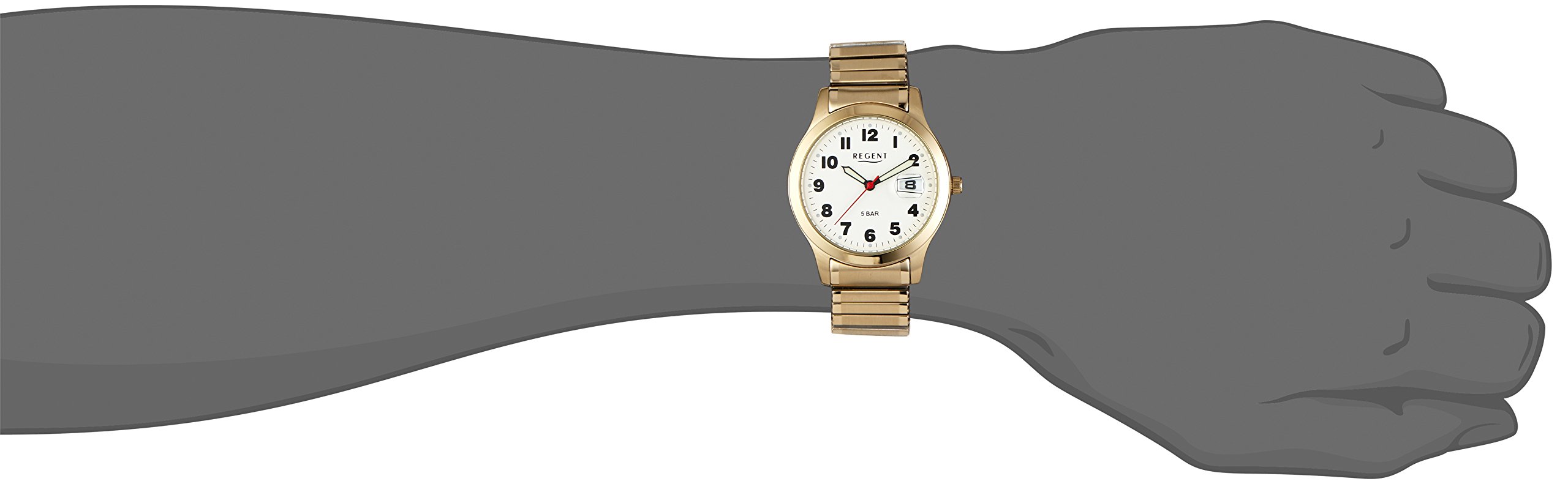 Regent Herren-Armbanduhr XL Analog Quarz Edelstahl beschichtet 11300026