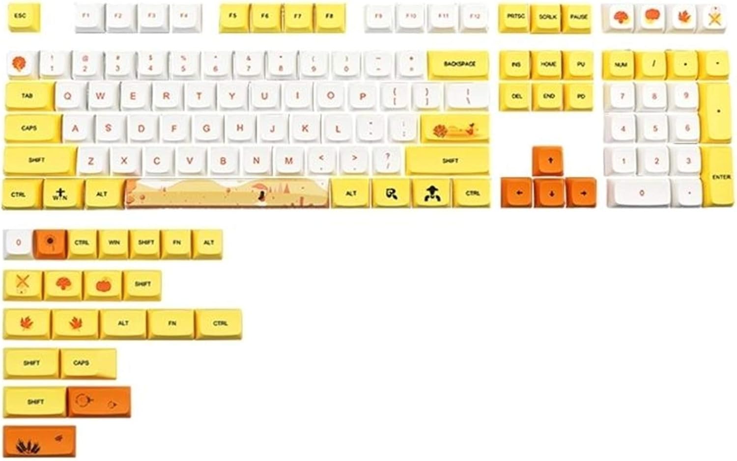 JXMY Rubber Keycaps 129 Keys Autumn Rhyme XDA Profile PBT Keycaps DYE