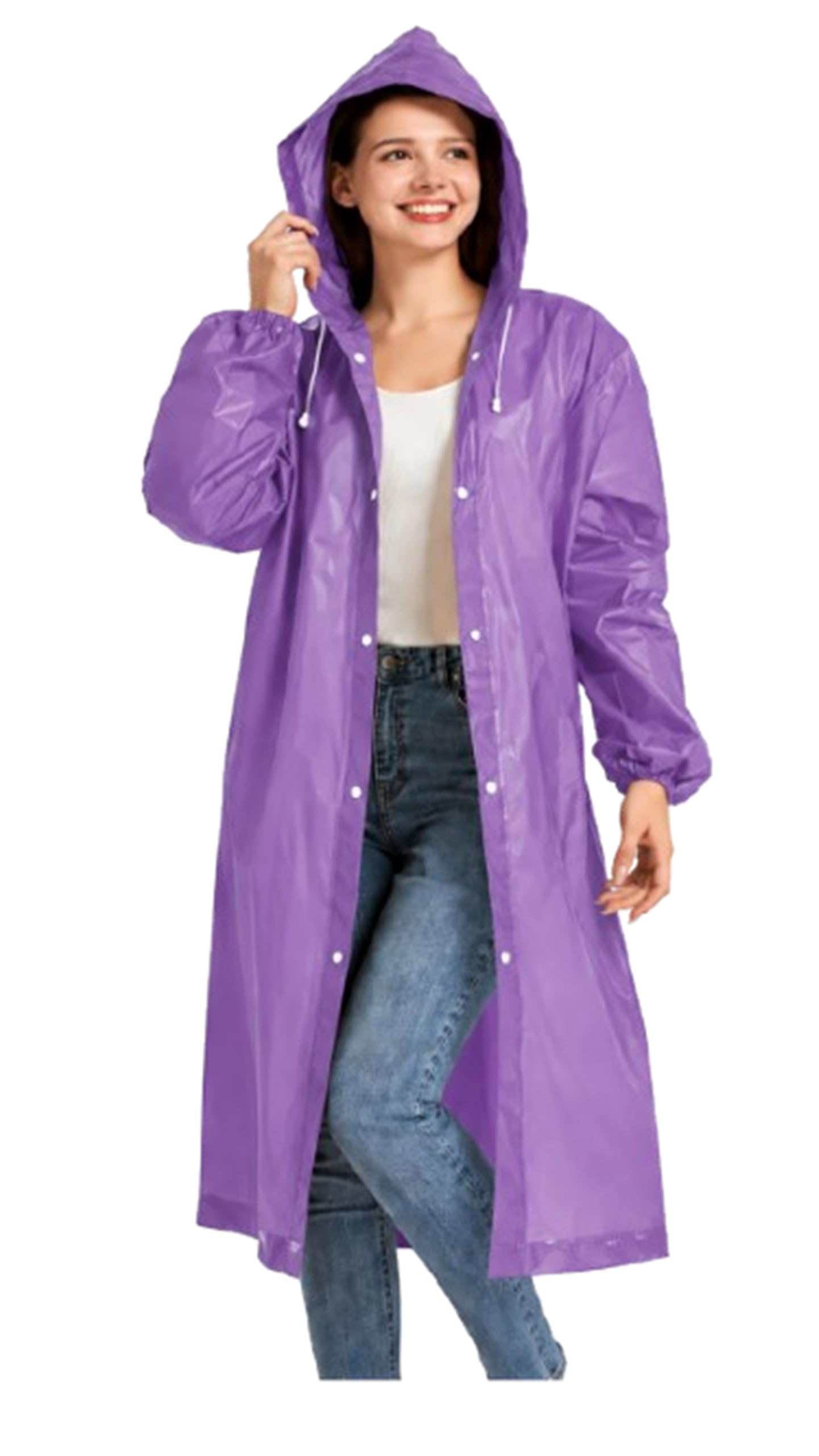 partyjoy Unisex Waterproof Raincoat with Hood for Men & Women, Reusable Rain Wear, Lightweight Windproof Rain Jacket for Travel, Bike Riding & Outdoor Use 1 Piece-picture-17