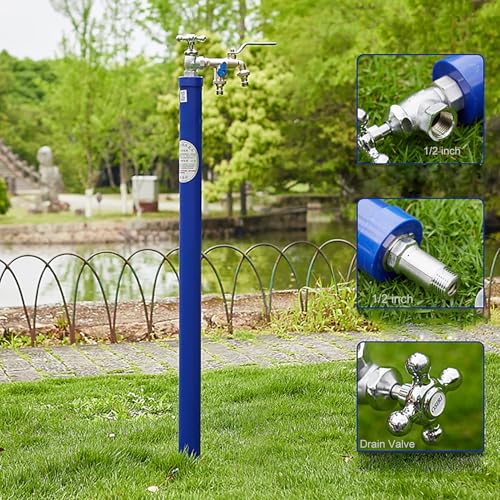 UWYTGF Water Column Garden Faucet Outdoor Vertical Water Column Faucet with Frost Free Sillcock Freestanding Hose Stand for Outdoor Taps Freeze Proof Floor Mount Water Tap for Outdoo,A,120cm/47in