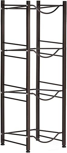 Miniatura 4 de HAITRAL Soporte para jarra de agua, 4 niveles, resistente para botellas de agua, color negro y marrón
