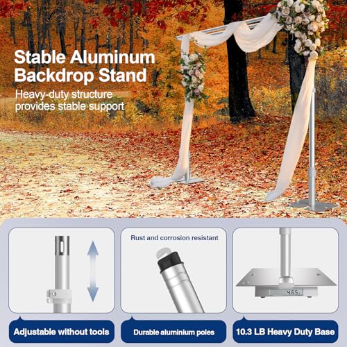 Image of EMART Backdrop Stand Heavy Duty 8.9x10Ft Double Crossbar Pipe and Drape
