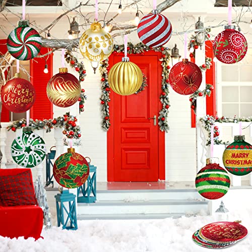 Rtteri 30 Pieces Outdoor Double Sided Lawn Decorations Christmas Hanging Ornaments Plastic Outdoor Holiday Decorations for Xmas Home Office Tree Porch Yard Decor(Classic Style) - Image 3