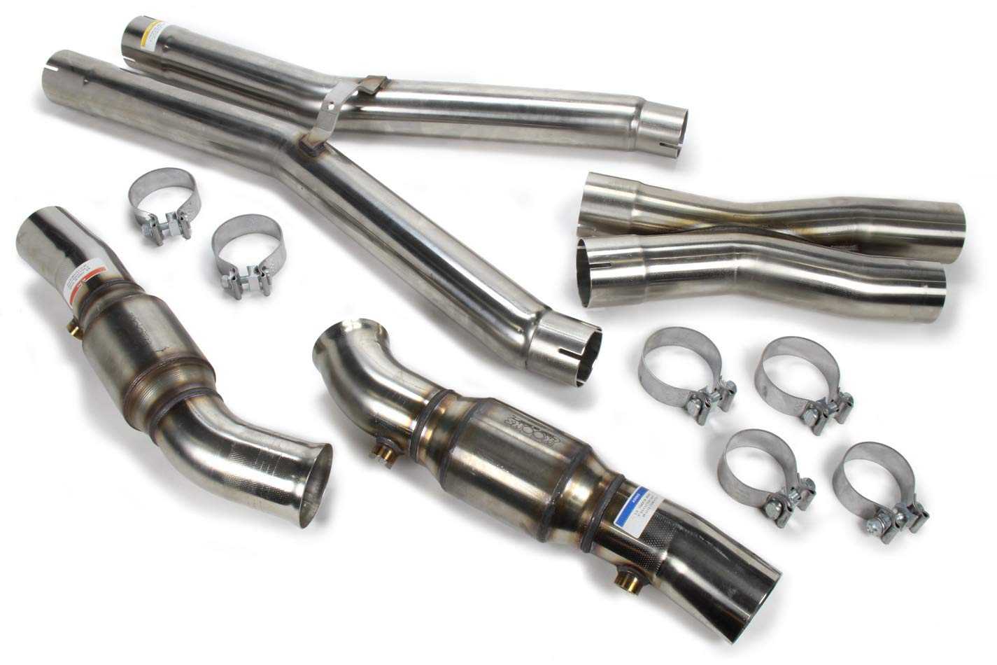 Kooks Custom Headers 21603211 Catted X-Pipe 3 in. x 3 in. Connects To 2 1/2 in. OEM Style Exhaust Incl. 3 in. x 2 1/2 in. Mid-Pipes Must Be Used w/Kooks Headers Stainless Catted X-Pipe