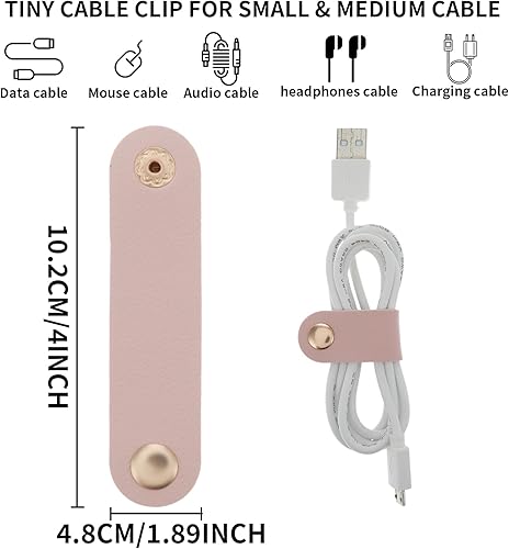Miniatura 2 de Organizador de cables de 6 piezas, organizador de cables de piel sintética, correas de cable reutilizables, clips, cable de carga, cable de