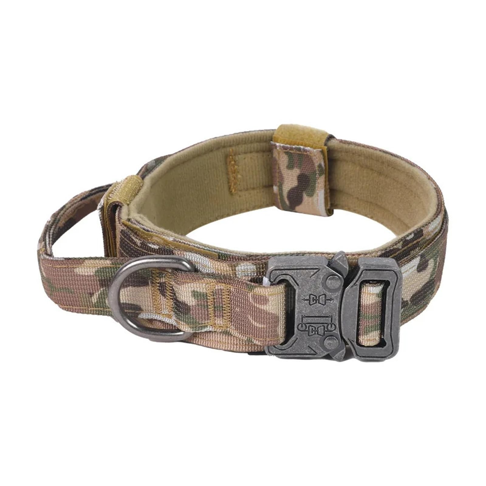 Collier tactique pour chien réglable avec poignée et boucle en métal résistante